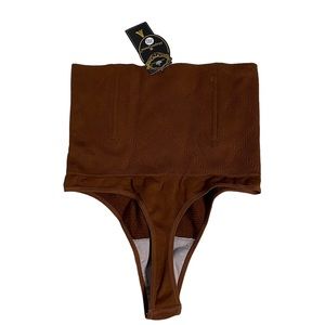 NWT Shaper Queen brown thong waste tummy slimmer 3X